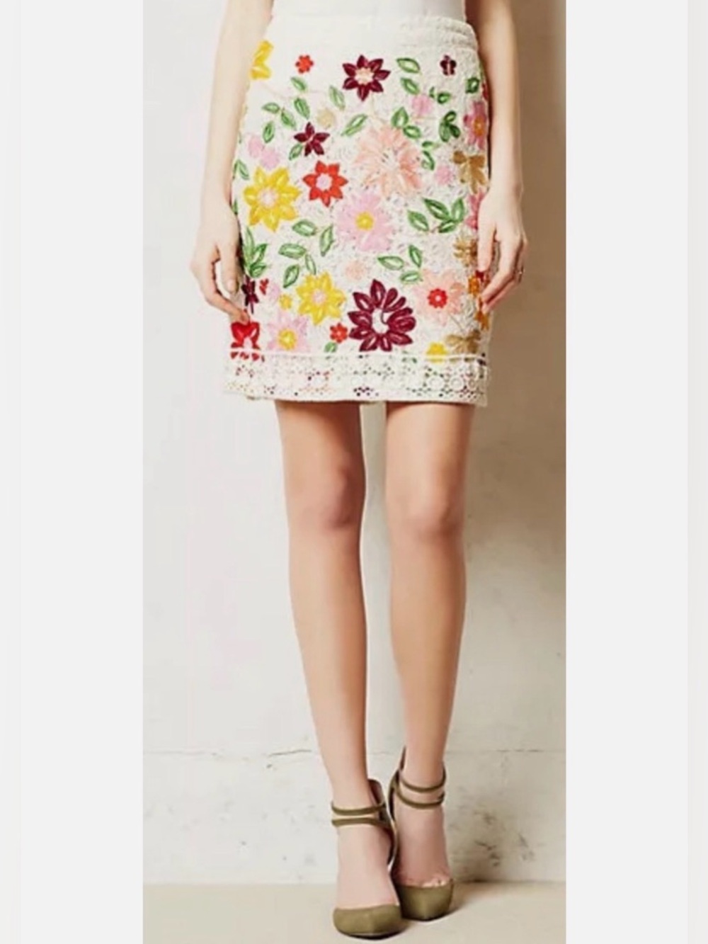 Maeve by Anthropologie Ayaka Embroidered Skirt Floral Multi Size 4 - Picture 2 of 16